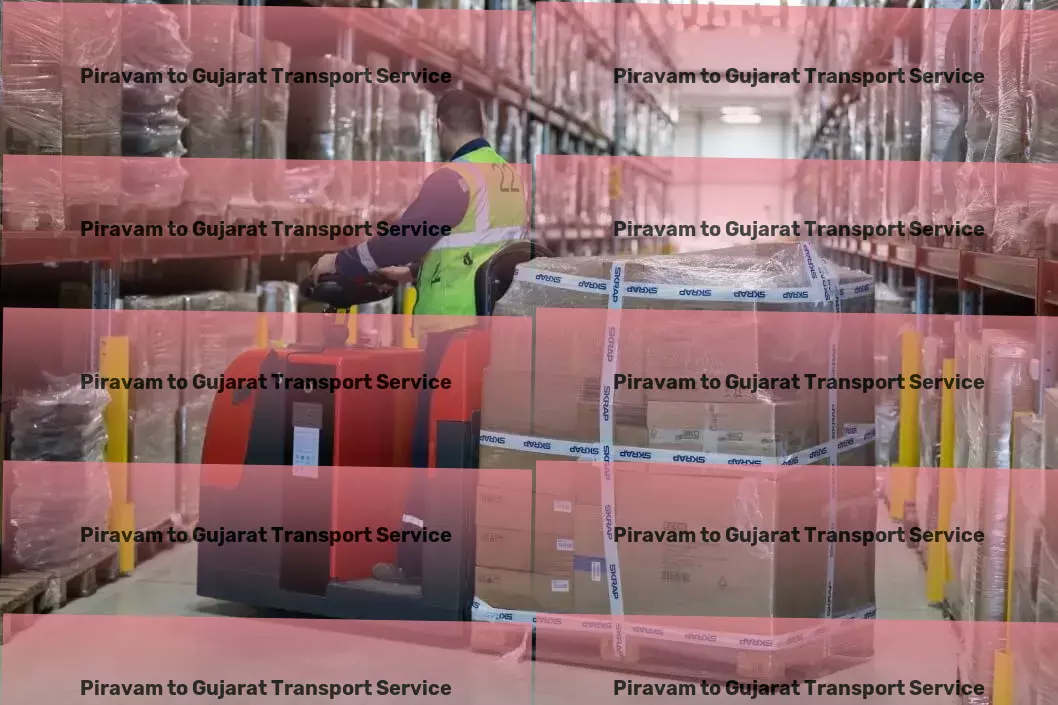 Piravam to Gujarat Transport Professional goods forwarding